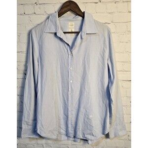 J. CREW Women's Blue White Striped Haberdashery Button Up  Top Size 12